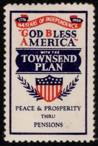 1940 US Cinderella Peace & Prosperity with The Townsend Plan Mint Light Hinge