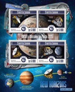 SIERRA LEONE - 2015 - NASA Mission to Pluto - Perf 4v Sheet -Mint Never Hinged
