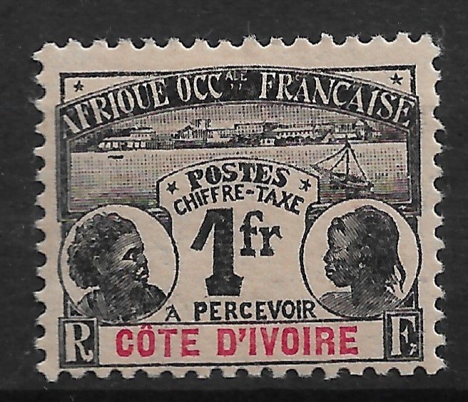 1906 Ivory Coast J8 Postage Due 1Fr Natives MH OG