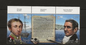 Pitcairn 2018 Constitution strip 2 values + label  MNH