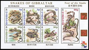 Gibraltar 870a, MNH, New Year of the Snake, souvenir sheet