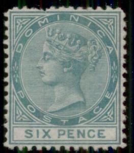 DOMINICA #2, 6p green, og, LH, short perf, VF, Scott $625.00