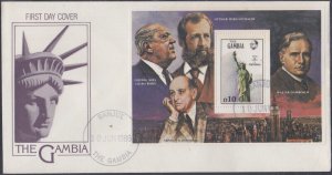 GAMBIA Sc# 634 FDC S/S CENTENARY of STATUE of LIBERTY