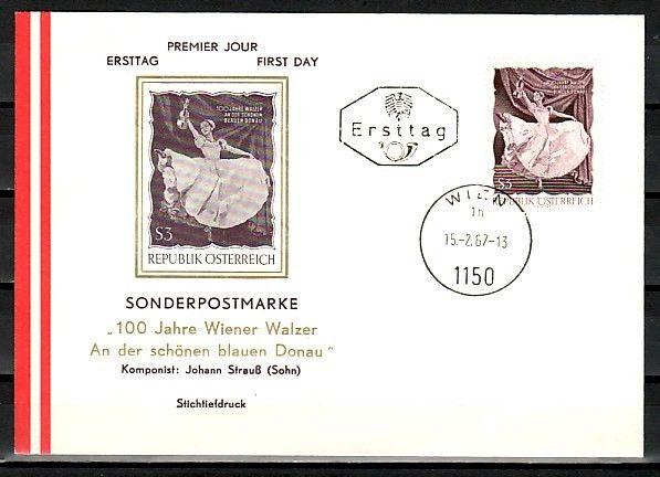 Austria, Scott cat. 786. Composer Strauss`s Blue Danube issue. First day cover.