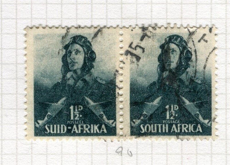 SOUTH AFRICA; 1941 early Large War Effort issue fine used 1.5d. Pair 