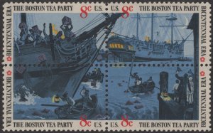 SC#1480-83 8¢ Boston Tea Party Block of Four (1973) MNH