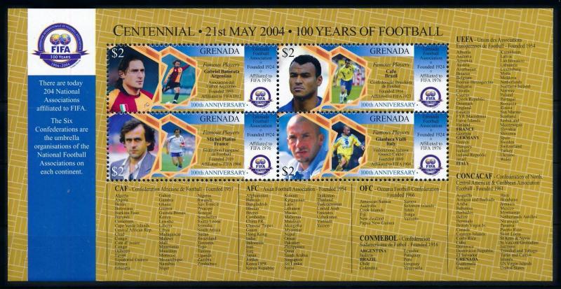 [76916] Grenada 2004 Football Soccer Famous Players Batistuta Cafu Sheet MNH