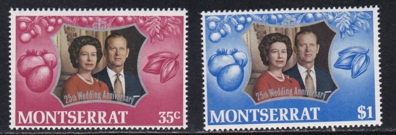 Montserrat # 286-287, Queen Elizabeth's Silver Wedding, NH, 1/2 Cat.