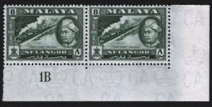 Malaya - Selangor # 106  Mint VF NH  LR Imprint plate 1B pr 