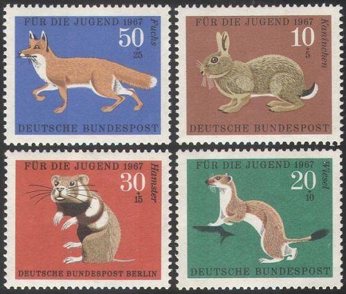 Germany 1967 Animal Rabbit Hamster Fox Mammals Fauna Nature Stamps MNH Mi 529-32