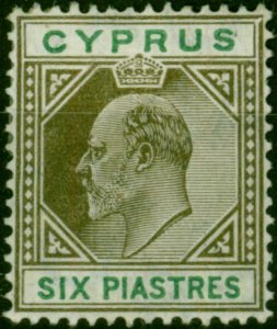 Cyprus 1904 6pi Sepia & Green SG67 Good MM