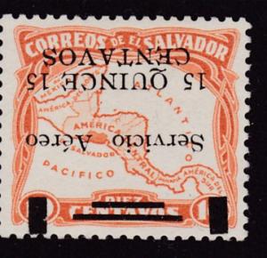 El Salvador 1930 C8 Inverted Overprint Not Listed  VF/NH