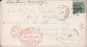 US 117 FDCS And Better Covers Deep 1869 Cambridge, MA To London Comdr Walker,...