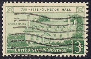 1108 3 cent Gunston Hall, VA, George Mason F-VF used