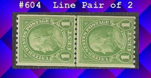 US # 604 MNH Line Pair2 Franklin