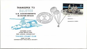 U.S. ACHIEVEMENTS IN OUTER SPACE CACHET COVER AT THAMESPEX '73 NEW LONDON CT