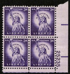 US #1035c LIBERTY MNH LR PLATE BLOCK #25235