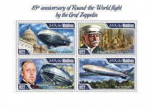 MALDIVES - 2014 - Graf Zeppelin Round the World -Perf 4v Sheet-Mint Never Hinged