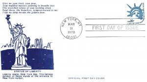 SCOTT 1619 COIL 16c AMERICANA ISSUE ON FLUEGEL CACHET FDC 1978