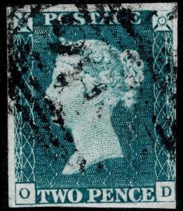 SG5 SPEC D(5), 2d steel-blue, FINE USED. Cat £2500. 1844 POSTMARK. OD