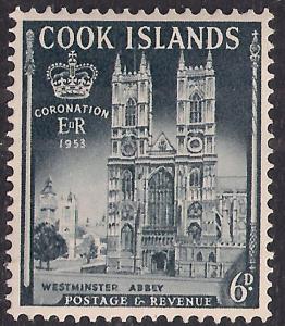 Cook Island 1953 QE2 6d Grey Coronation MM SG 161 ( M1310 ) 