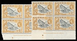 Nigeria 1953 QEII 2d in 2 listed shades, Lwr. Marg WATERLOW & SONS MNH SG 72,72a