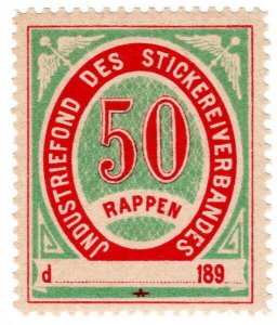 (I.B) Switzerland Cinderella : Embroidery Association Unemployment Fund 50r