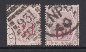 Great Britain Sc 94-95 used. 1883 surcharges, complete set, sound, F-VF 