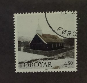 Faroe Islands 1997 Scott 329 used -  4.50k, Hvalvik church exterior