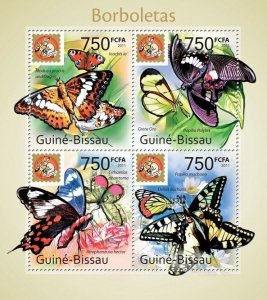 [850 32]- YEAR 2011 - GUINEA BISSAU - BUTTERFLIES    4V   complet set  MNH/**