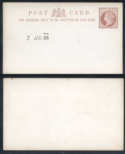 1885 ESSAY for the 1/2d Post Card Handstamped 2nd January 1885