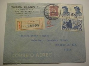 PORTUGAL FUNCHAL  1948 REGISTERED COVER TO  USA B/S LISBOA