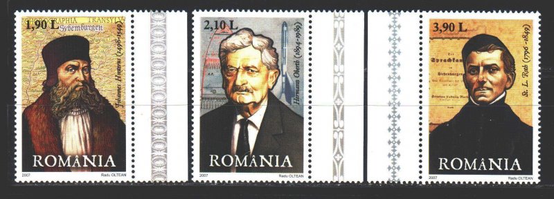 Romania. 2007. 6235-37. Theologian, engineer, teacher rocket. MNH.