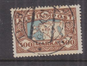 ESTONIA, 1923 Map, 300m. Blue & Brown, used.