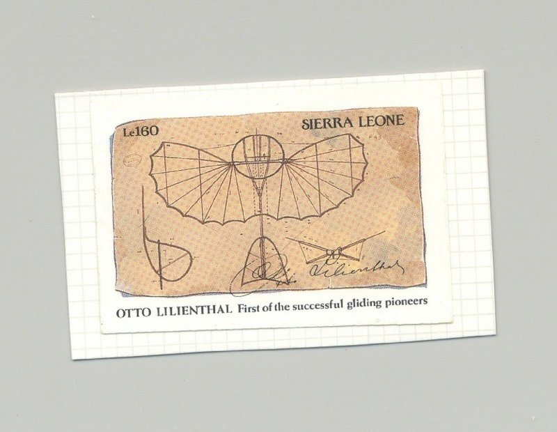 Sierra Leone 1991 Lilienthal Glider 1v Imperf Essay on Card