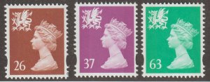 Great Britain Wales Scott#WMMH74,82,92 SG# W80,81,82 1997 QEII MNH