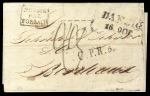 Danzig, 1823 (18 Oct) folded letter to Bordeaux, with Danzig datestamp and bo...