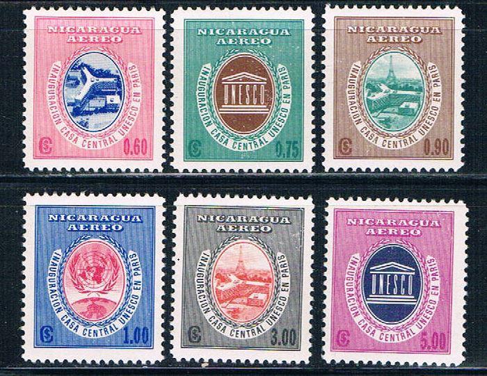 Nicaragua C424-29 MLH set UNESCO HQ (N0311)+