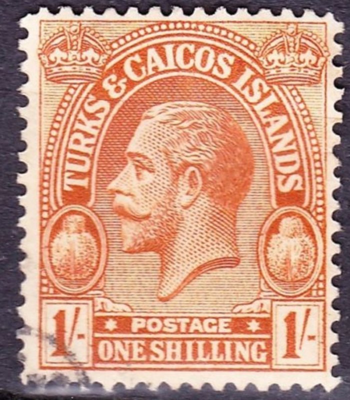 TURKS & CAICOS ISLANDS 1922 1/- Brown-Orange SG172 FU