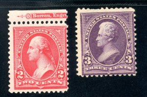 USAstamps Unused FVF US 1895 Bureau Issue Washington Scott 267 MNH, 268 OG MH