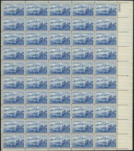 US Stamp 1951 Founding of Detroit by de la Mothe Cadillac 50 Stamp Sheet #1000