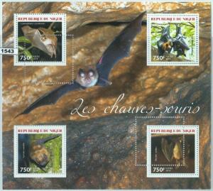 1543 - NIGER, ERROR, 2014 MISSPERF SHEET: Bats, Animals