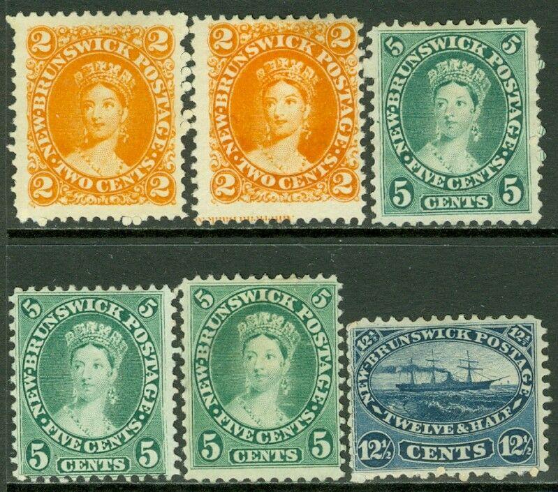 EDW1949SELL : NEW BRUNSWICK 1860-63 Scott #7(2x), 8(3x), 11 Fresh Mint Cat $155.