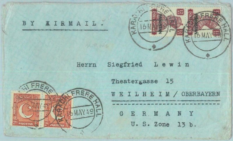 89175 - PAKISTAN - POSTAL HISTORY -  Airmail COVER to Germany USA ZONE! 1949