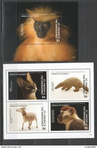 2017 St. Vincent National Geographic Animals Primates Michel 30Euro Kb+Bl ** ...