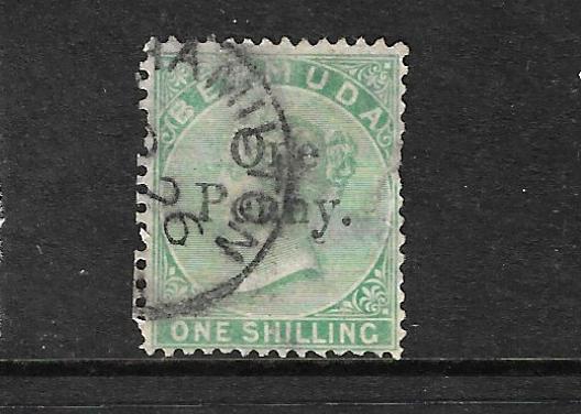 BERMUDA 1875  1d on 1/- GREEN  QV  FU  SG 17