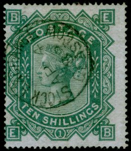 SG128, SCARCE 10s greenish grey, FU, CDS. Cat £3200. WMK MALTESE CROSS. EB 