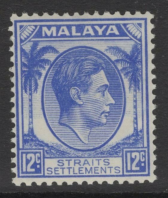 MALAYA STRAITS SETTLEMENTS SG285 1938 12c ULTRAMARINE MTD MINT
