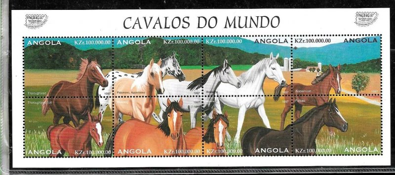 #8189 ANGOLA 1997 FAUNA HORSE MINISHEET YV 1071-8 MNH