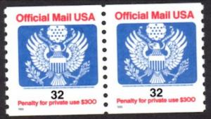 US Stamp #O153 MNH Official Coil Pair